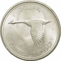 (1967) Монета Канада 1967 год 1 доллар "Конфедерация Канада. 100 лет"  Серебро Ag 800  UNC